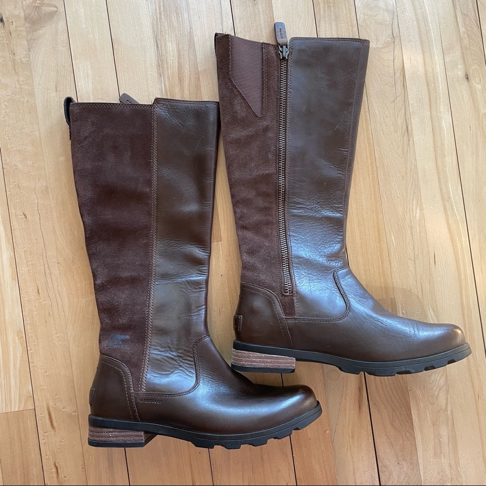 🎉Host Pick!🎉 NWOT Sorel Women’s 7.5 Emelie Waterproof Tall Boot Tobacco - Picture 3 of 7